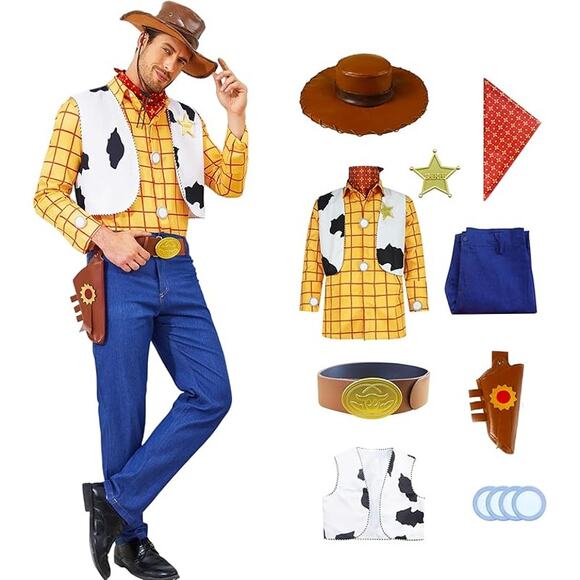 Unbranded Other - Cowboy Adult Costume, Men Western Sheriff Halloween Cosplay Outfit Rodeo, Small